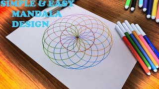 DRAWING SIMPLE GEOMETRIC MANDALA DESIGN WITH COMPASS [upl. by Roosnam546]