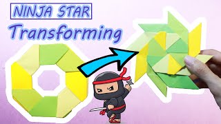 Origami Transforming ninja star  Easy Transforming ninja star toy [upl. by Anastassia712]