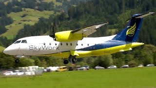 SkyWork Dornier 328 ✈ Landing amp Spectacular TakeOff ✈ St Stephan MountainAirfield [upl. by Yrellih]