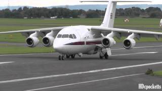 MUST SEE BAe 146 RAF ZE700 ✈ Very close landing taxi and takeoff ✈ Gloucestershire Airport [upl. by Nlocnil]