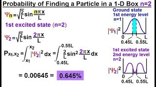 Physics  Ch 66 Ch 4 Quantum Mechanics Schrodinger Eqn 26 of 92 Prob of a Particle 1D Box n2 [upl. by Cyrie]