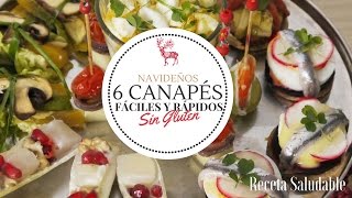 6 canapés navideños fáciles variados sanos y rápidos sin gluten  Nochevieja  Fiestas [upl. by Pauly]