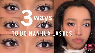 CHINESE MANHUA LASHES TUTORIAL FOR BEGINNERS 3 EASY WAYS [upl. by Nnauol]