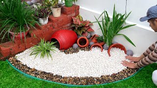 NICE The delicate combination of decorative stones and potted plants  Garden ideas [upl. by Annoek]