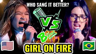 GIRL ON FIRE  Angelica Hale USA 🇺🇲 VS Heloísa Gibertoni BRAZIL 🇧🇷  Who sang it better [upl. by Blackstock]