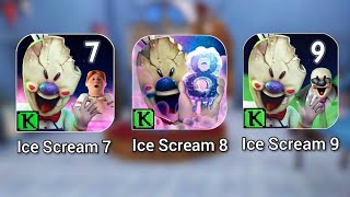 Ice Scream 7 vs Ice Scream 8 vs Ice Scream 9 Gameplay [upl. by Ahsinel]