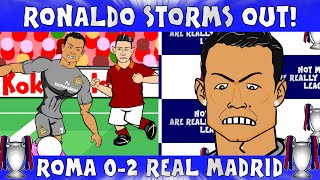 Ronaldo storms out of press conference ROMA vs REAL MADRID 02 UEFA Champions League Parody [upl. by Wilhelmine510]