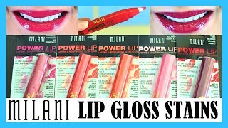 NEW Milani Power Lip Lasting amp Moisturizing Gloss Stain Review  Demos amp Swatches [upl. by Ainwat]