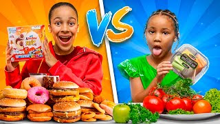 Healthy Food VS Junk Food Challenge  Cali Sade [upl. by Laise573]