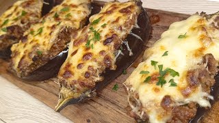 AUBERGINES FARCIES 🍆 À LA VIANDE HACHÉE GRATINÉES 😋aubergines recette recettefacile [upl. by Elaweda]