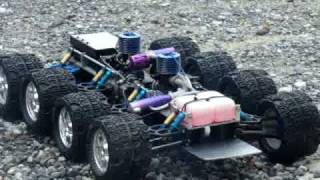 custom made RC Nitro 8x8 Amphibian truck with twin lrp 28 [upl. by Ilise]