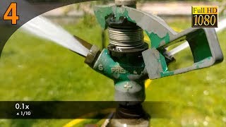 Rotating pulsating sprinkler  Irrigatore rotante a battente  Slow motion Full HD [upl. by Mecke]