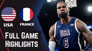 USA vs France Mens Basketball  Live Highlights  2024 Olympics 1082024 [upl. by Pooi521]