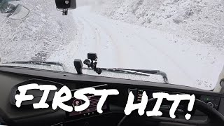 FIRST HIT OF WINTER Heavy snow on Beauly  Drumnadrochit road driving Volvo truck Scottish Highland [upl. by Ratha602]