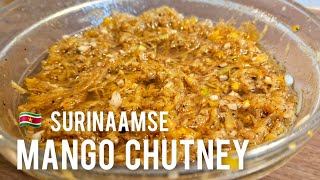 Surinaamse Mango Chutney receptSurinamese mangoes hot pepper Chutney recipe [upl. by Cirilla661]