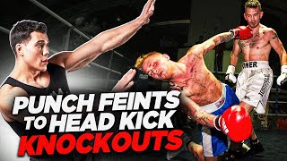 PUNCH FEINTS TO HEAD KICK KNOCKOUTS  BAZOOKATRAININGCOM [upl. by England465]