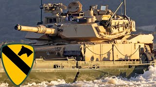 US Army Powerful M1A2 Abrams tanks of the 1st Cavalry Division during maneuvers [upl. by Irem]