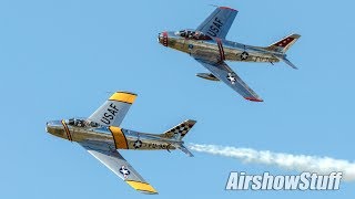 F86 Sabre Formation Flybys  Northern Illinois Airshow 2017 [upl. by Nosnhoj]