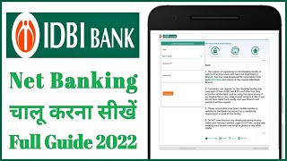 IDBI Bank Net Banking Registration 2022  IDBI Bank Net Banking Kaise Chalu Kare [upl. by Meensat]