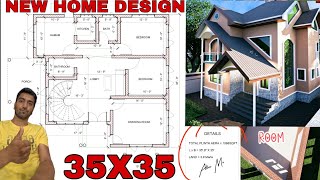 New Home Design  1068 sqft 35x35  Luxurious house [upl. by Walke773]