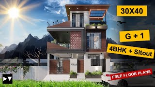 30x40  4 BHK House plan  135 Gaj  1200 sqft  3040 house plan 3d  DV Studio [upl. by Chilson]