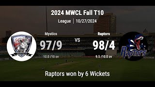 2024 MWCL Fall T10 Mystics vs Raptors [upl. by Rayham]