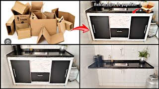 COMO FAZER UM BALCÃO PARA PIA COM CAIXAS DE PAPELÃO  FAÇA VOCÊ MESMO UM BALCÃO PARA PIA DE COZINHA [upl. by Martica]