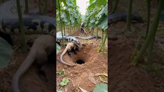 KANGAROO FIGHTS PYTHON WHILE FARMER STOOD AND WATCH THEM FALL INTO THE HOLE animalpain theanimals [upl. by Nnahgaem135]