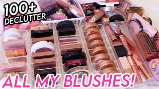 DECLUTTERING MY ENTIRE BLUSH COLLECTION IN DEPTH WITH SWATCHES [upl. by Esilram527]