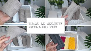 PLIAGE DE SERVIETTE MARI KONDO 🏠 [upl. by Ozner403]