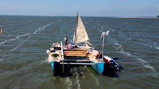 I Finally Sailed My Project Catamaran to A Boatyard with a dinghy mast  Wildling Sailing [upl. by Stodder]