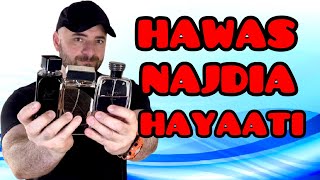 Rasasi Hawas vs Lattafa Najdia vs Lattafa Hayaati  Fragrance Cologne Perfume Review [upl. by Sheehan]