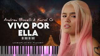 Andrea Bocelli amp Karol G  Vivo Por Ella Piano cover and Karaoke [upl. by Lorn]