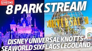 WHAT 8 Park LIVE Stream Disneyland Knotts Universal Seaworld Six Flags Legoland [upl. by Airtemed]