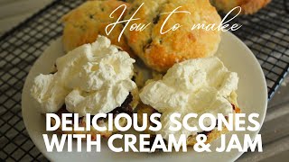 Delicious Fruit Scones  Fresh Whipped Cream And Boysenberry Jam [upl. by Bocoj]