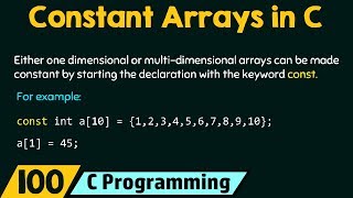 Constant Arrays in C [upl. by Attehcram]