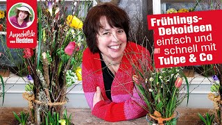 Frühlingsdeko Ideen mit Tulpen schnell gemacht Ausblick auf Ostern 2024 [upl. by Hayilaa]