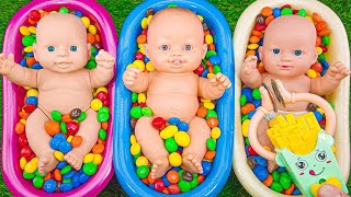 Satisfying Video  Mixing Yummy Candy in 3 BathTubs with Color Grid Balls Cutting ASMR [upl. by Einnol253]