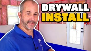 How to DIY Drywall For Beginners  Cutting amp Installing [upl. by Lunnete]