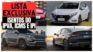 Confira os 17 Carros PCD Disponíveis Isentos de IPVA ICMS e IPI em 2024 [upl. by Enelyak]