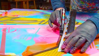 Colorful Pop Art  Abstract Painting Demo With Masking Tape and Acrylic Paint  Sparate [upl. by Etan]