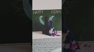 diwali blackboard decoration chalk greenboard diwalispecial art [upl. by Ardnoyek]