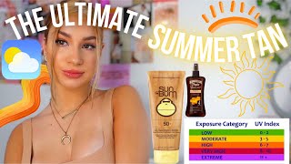 HOW TO GET the PERFECT SUMMER TAN FAST my tanning routine tips and tricks [upl. by Ynetruoc390]