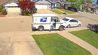 Video shows Bay Area USPS driver crashing into parked car then driving off [upl. by Benedix]