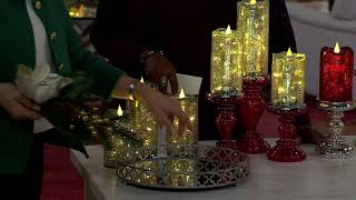 Set of 3 Illuminated Crackle Glass Candles by Valerie on QVC [upl. by Solracsiul]