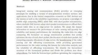 Mobile Edge Computing Aided Integrated Sensing and Communication With Short Packet Transmissions [upl. by Gaudet]