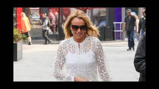 Amanda Holden shows off her tanned legs as she arrives at Heart Breakfast in racy white lace shorts [upl. by Wernher]