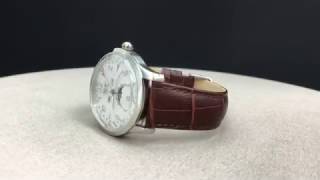 MONTRE PHASE DE LUNE HOMME CLASSIQUE CADRAN BLANC BRACELET CUIR MARRON DAVIS 1501 [upl. by Leynwad306]