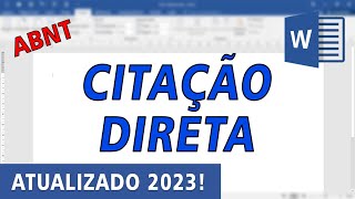 ABNT  Citação direta NORMA VÁLIDA 2024 [upl. by Reniar]