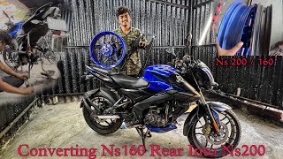 Converting Ns160 into Ns200  full rim and swingarm changed [upl. by Latsyrhk]